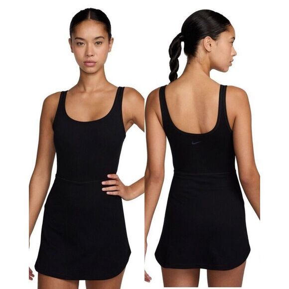 Nike Dresses & Skirts - 19. Nike BLACK NWT Dri-FIT One Scoop Neck Ribbed Romper Black